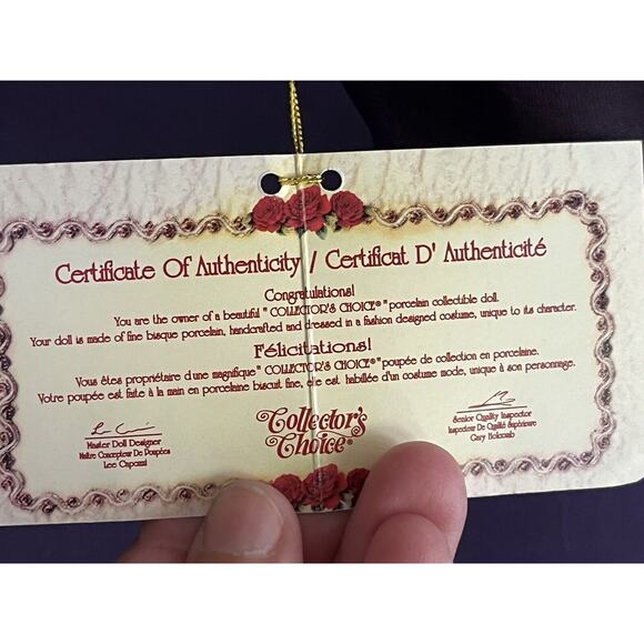 Vintage DanDee Collectors Choice 12” Bisque Porcelain Doll with Stand - Picture 7 of 8